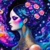 Floral Galaxy Girl Diamond Painting