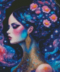 Floral Galaxy Girl Diamond Painting