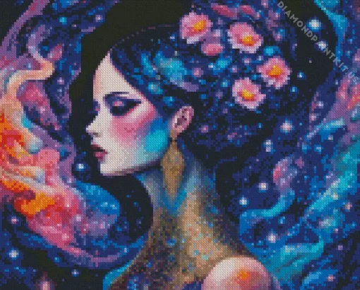 Floral Galaxy Girl Diamond Painting