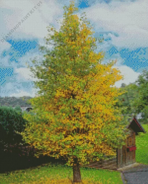 Green Ginkgo Tree Diamond Painting