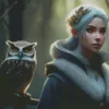 Girl With Owl Diamond Painting