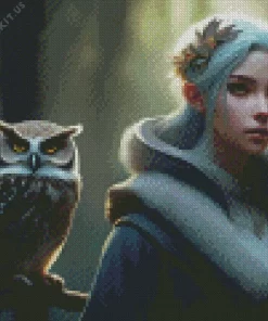 Girl With Owl Diamond Painting