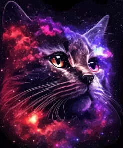 Purple Cat Galaxy Diamond Painting