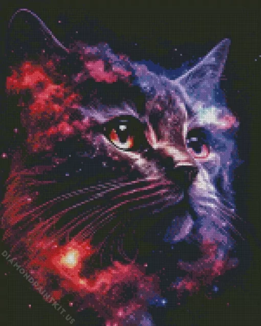 Purple Cat Galaxy Diamond Painting