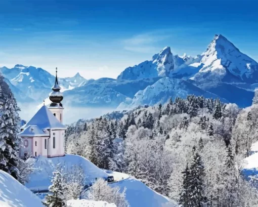 Snowy Bavarian Alps Diamond Painting