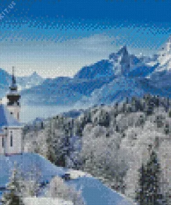 Snowy Bavarian Alps Diamond Painting