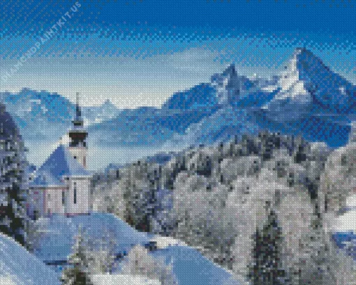 Snowy Bavarian Alps Diamond Painting