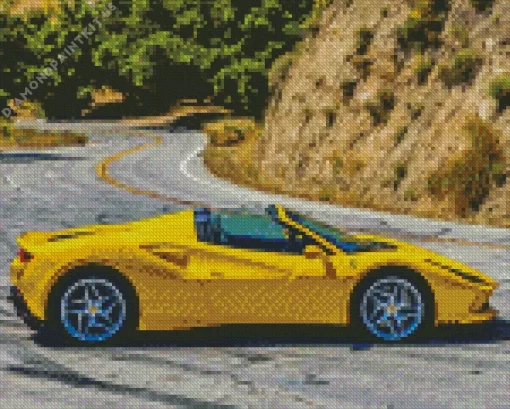 Yellow Ferrari F8 Diamond Painting