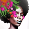 Afro Black Woman Flowers Diamond Painting