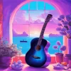 Blue Guitar By The Window Diamond Painting