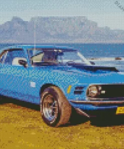 Classic Blue 60s Mustang Diamond Painting