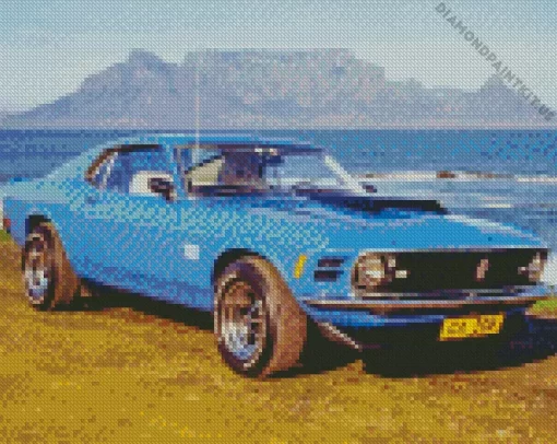 Classic Blue 60s Mustang Diamond Painting