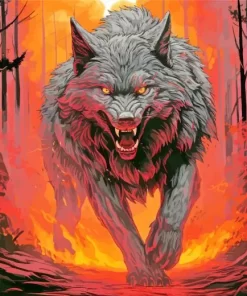 Giant Black Wolf Evil Diamond Painting