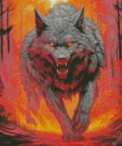 Giant Black Wolf Evil Diamond Painting