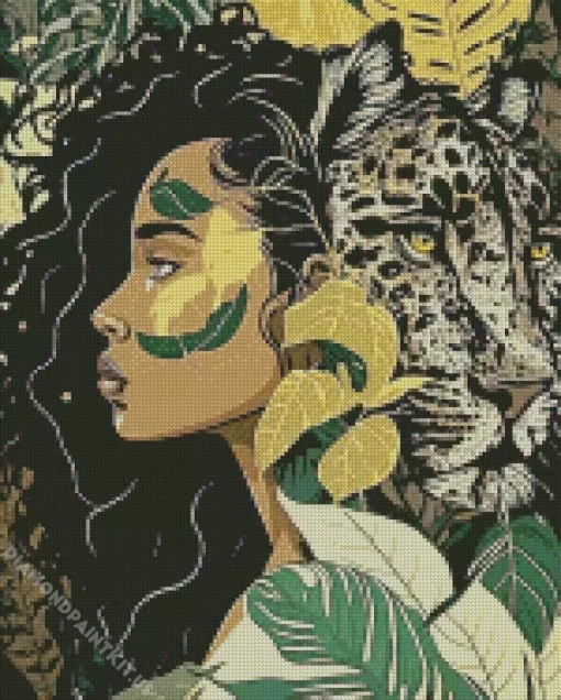 Illustration Black Woman by Leopard Diamond Painting