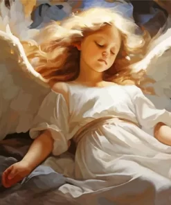 Sleepy Blonde Angel Diamond Painting