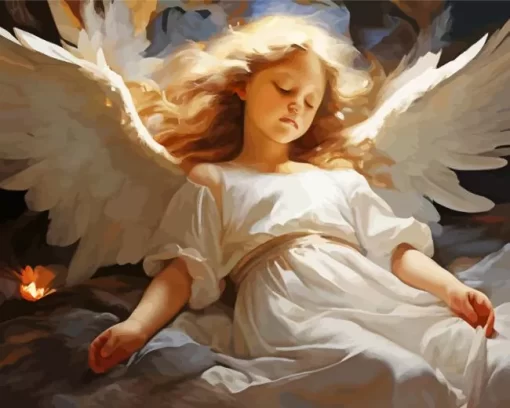 Sleepy Blonde Angel Diamond Painting