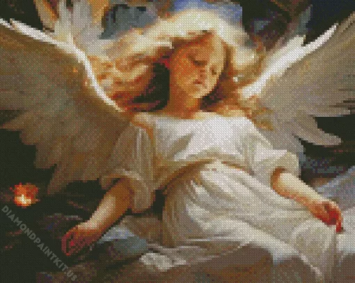 Sleepy Blonde Angel Diamond Painting