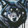 Splatter Black Wolf Head Art Diamond Painting