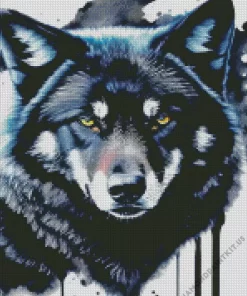 Splatter Black Wolf Head Art Diamond Painting