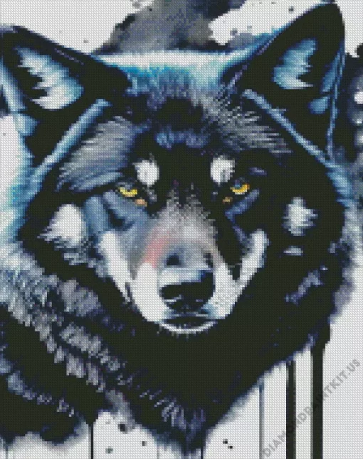 Splatter Black Wolf Head Art Diamond Painting