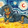 Starry Night Black Wiener Dog Diamond Painting