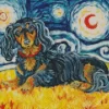 Starry Night Black Wiener Dog Diamond Painting