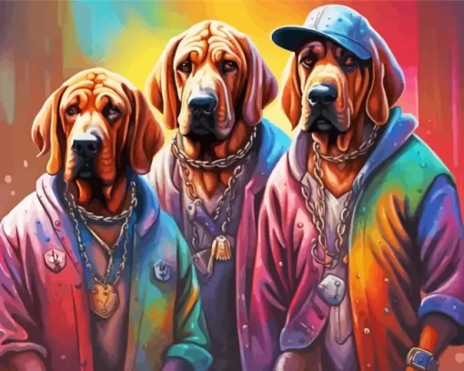 Stylish Bloodhound Dogs Diamond Painting