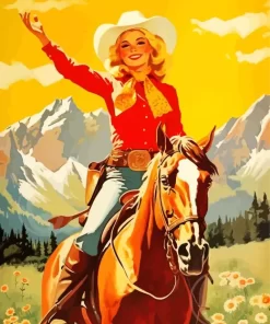 Vintage Blonde Cowgirl Diamond Painting