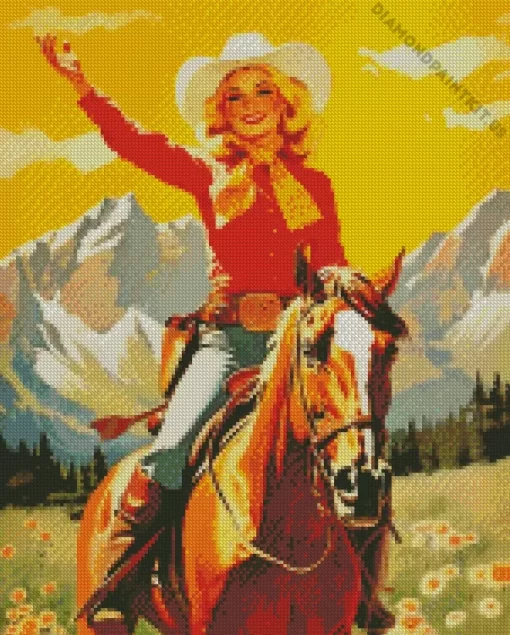 Vintage Blonde Cowgirl Diamond Painting