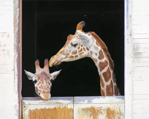 Baby and Mom Giraffe Diamond Painting