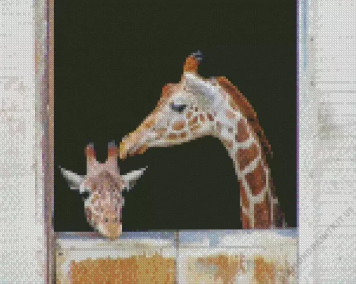 Baby and Mom Giraffe Diamond Painting