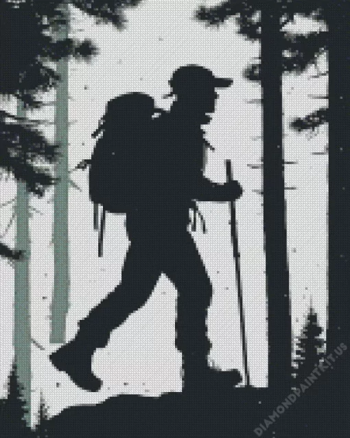 Black and White Explorer Silhouette Diamond Painting