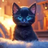 Black Cat with Blue Eyes Diamond Painting