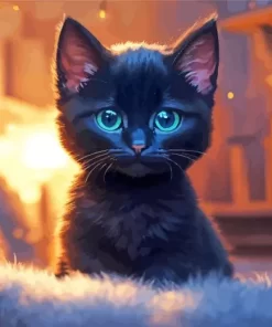 Black Cat with Blue Eyes Diamond Painting