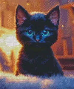 Black Cat with Blue Eyes Diamond Painting