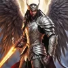 Black Warrior Angel with Armor Diamond Painting