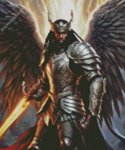 Black Warrior Angel with Armor Diamond Painting