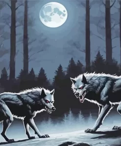 Black Werewolves In The Woods Diamond Painting