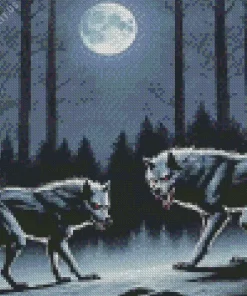 Black Werewolves In The Woods Diamond Painting