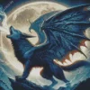 Black Wolf Dragon Howling Diamond Painting