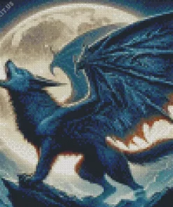 Black Wolf Dragon Howling Diamond Painting