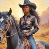 Black Woman Cowgirl Diamond Painting