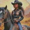 Black Woman Cowgirl Diamond Painting