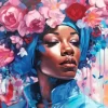 Black Woman Flowers Art Diamond Painting