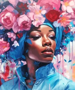 Black Woman Flowers Art Diamond Painting