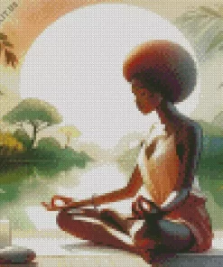 Black Woman Meditating Art Diamond Painting