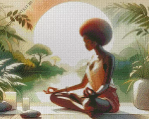 Black Woman Meditating Art Diamond Painting