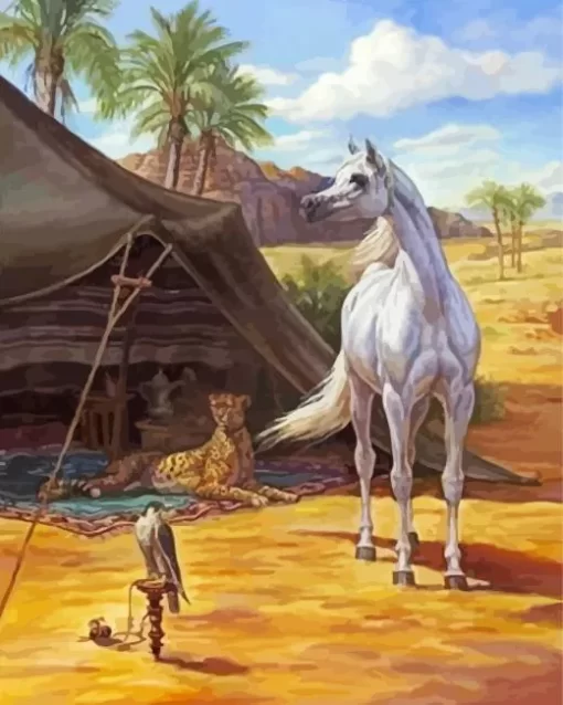 Blonde Arabian Horse In Desert Diamond Painting