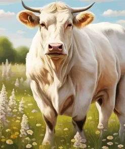 Blonde Cow Diamond Painting